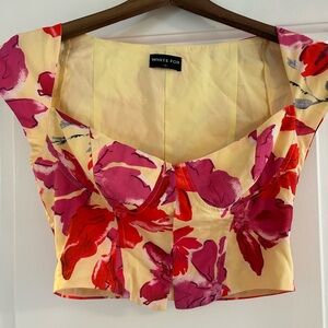 Women's Floral Crop Top - Yellow and Pink